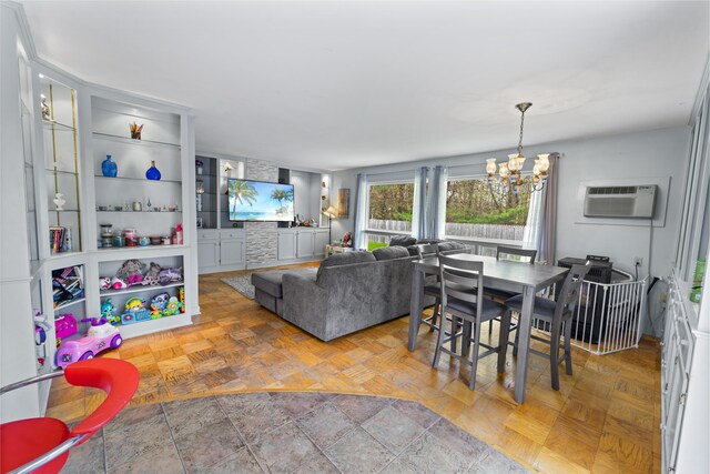 42 Sugarloaf Ln, Bangor, ME 04401 - dining area featuring a chandelier and an AC wall unit