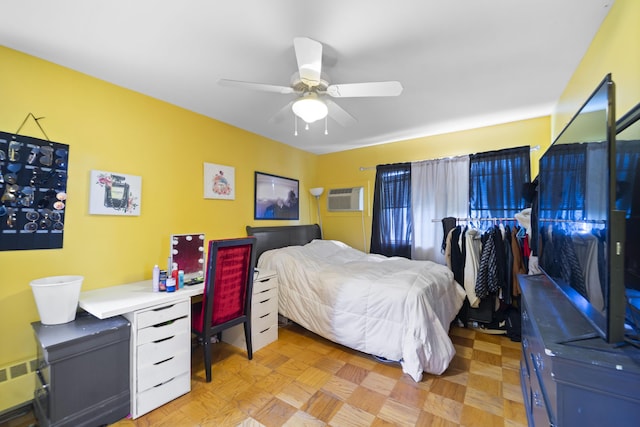 42 Sugarloaf Ln, Bangor, ME 04401 - bedroom featuring a wall mounted AC and ceiling fan