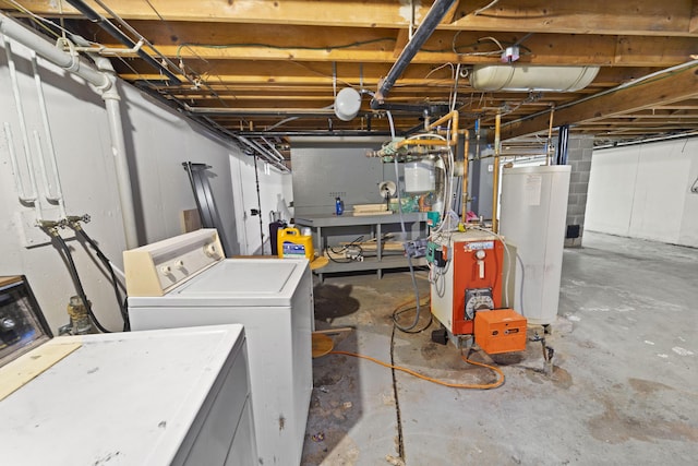 42 Sugarloaf Ln, Bangor, ME 04401 - unfinished below grade area with water heater, washing machine and dryer, and a heating unit