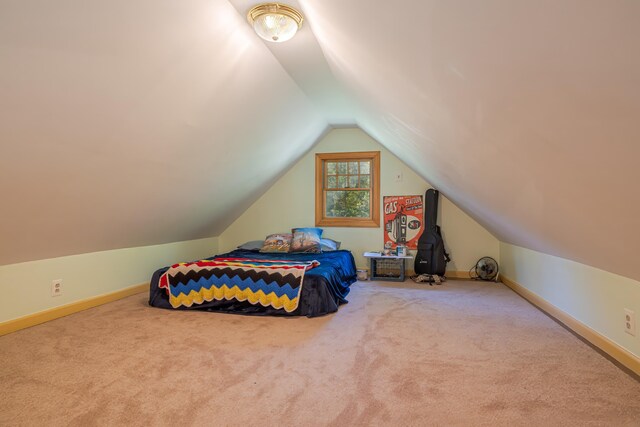 139 Havey Point Rd, Hancock, ME 04640 - bedroom featuring carpet flooring and vaulted ceiling