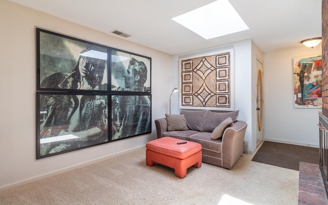 19 Brookside Dr, Falmouth, ME 04105 - carpeted living room with a skylight and baseboards