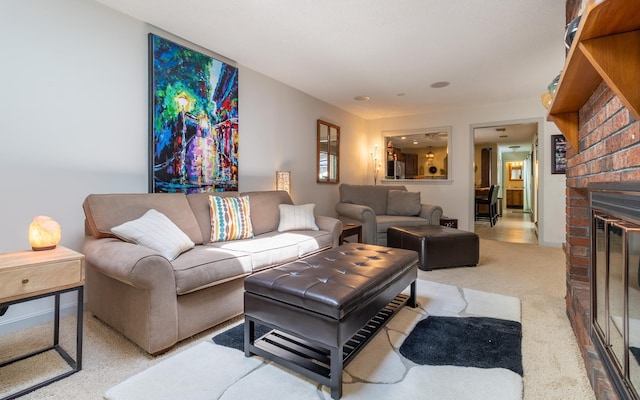 19 Brookside Dr, Falmouth, ME 04105 - living room featuring carpet floors and a fireplace