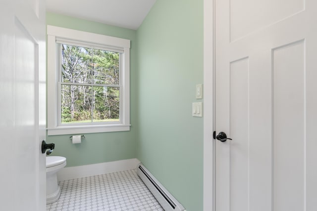 246 Coombs Rd, Brunswick, ME 04011 - bathroom with a baseboard radiator, toilet, and baseboards