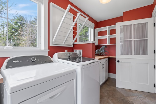 246 Coombs Rd, Brunswick, ME 04011 - laundry room featuring cabinet space and washing machine and clothes dryer