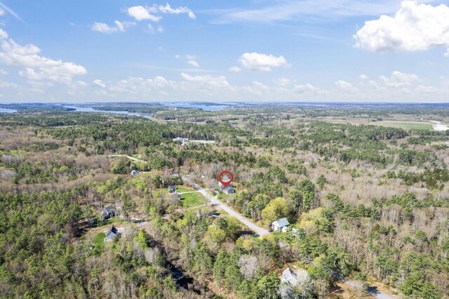 246 Coombs Rd, Brunswick, ME 04011 - aerial view of property and surrounding area featuring a heavily wooded area
