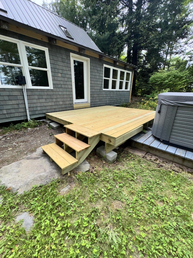 40 Birch Way, Stetson, ME 04488 - wooden deck with a hot tub