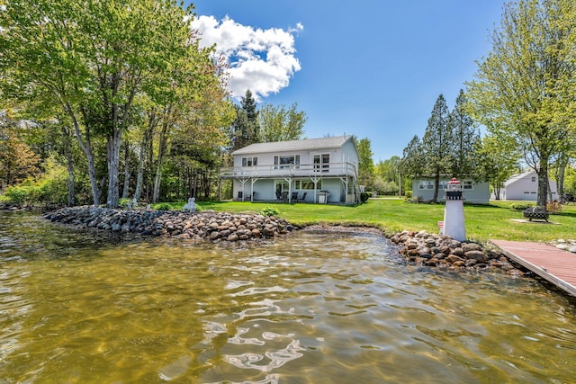117 Pinkhams Cove Rd, Belgrade, ME 04917 - dock with a lawn and a water view