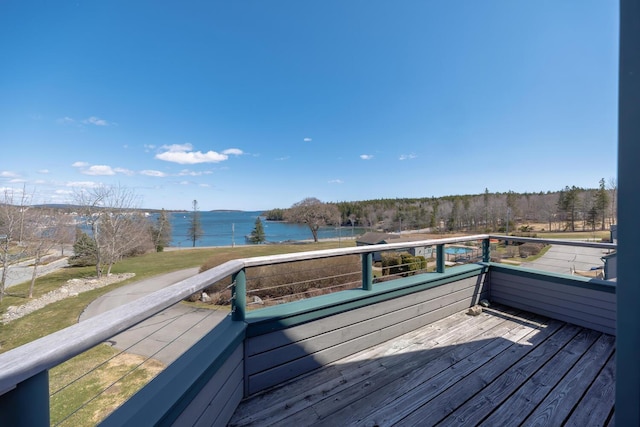 deck with a water view