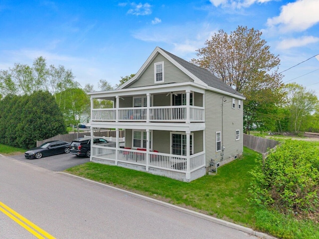 107 Elm St, South Portland, ME 04106 - view of front of property with covered porch and a balcony