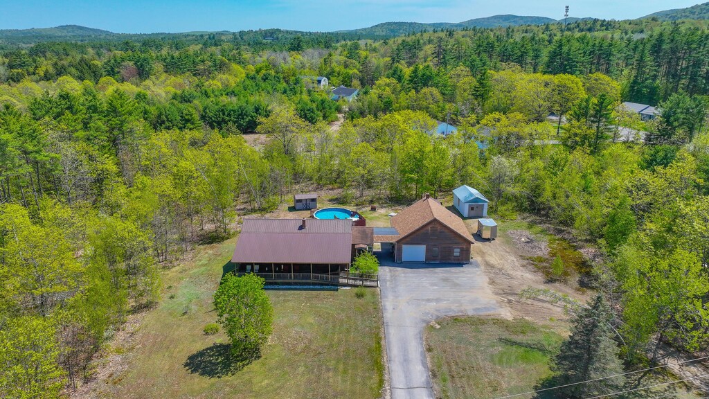19 Pine Acres Dr, Cornish, ME 04020 - view from above of property with a forest and mountains