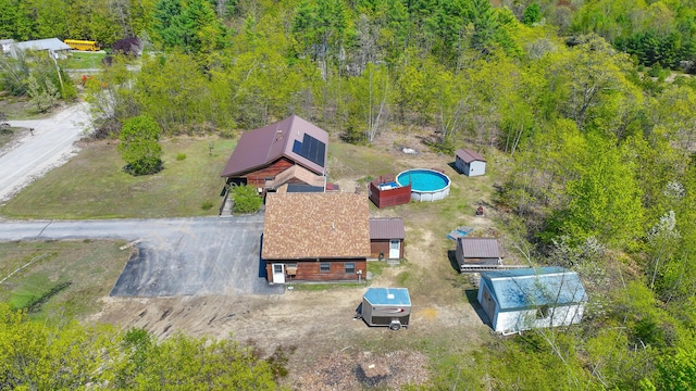19 Pine Acres Dr, Cornish, ME 04020 - view from above of property with a pool and a heavily wooded area