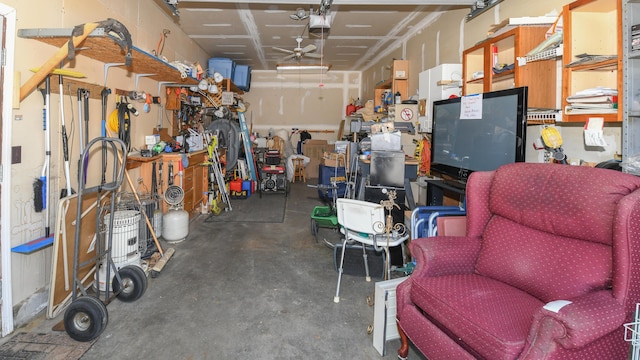 19 Pine Acres Dr, Cornish, ME 04020 - garage with a garage door opener and ceiling fan