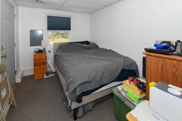 19 Pine Acres Dr, Cornish, ME 04020 - carpeted bedroom with a drop ceiling and electric panel