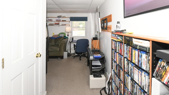 19 Pine Acres Dr, Cornish, ME 04020 - home office with a paneled ceiling and carpet floors