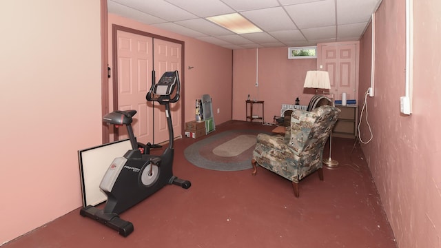 19 Pine Acres Dr, Cornish, ME 04020 - exercise area featuring a paneled ceiling