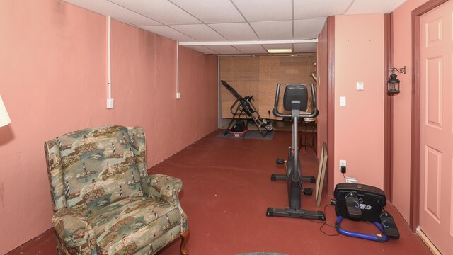 19 Pine Acres Dr, Cornish, ME 04020 - exercise room with a paneled ceiling