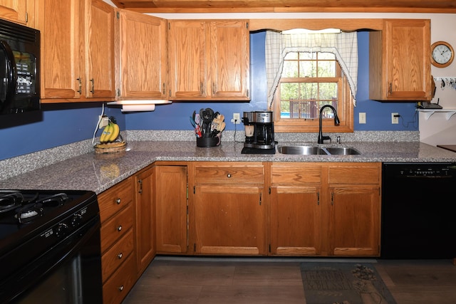 19 Pine Acres Dr, Cornish, ME 04020 - kitchen featuring black appliances, a sink, and brown cabinetry