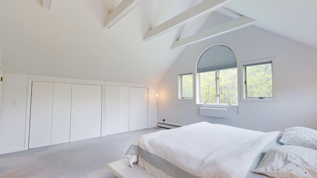 28 Meadow Ln, Brewer, ME 04412 - carpeted bedroom featuring a baseboard radiator and two closets