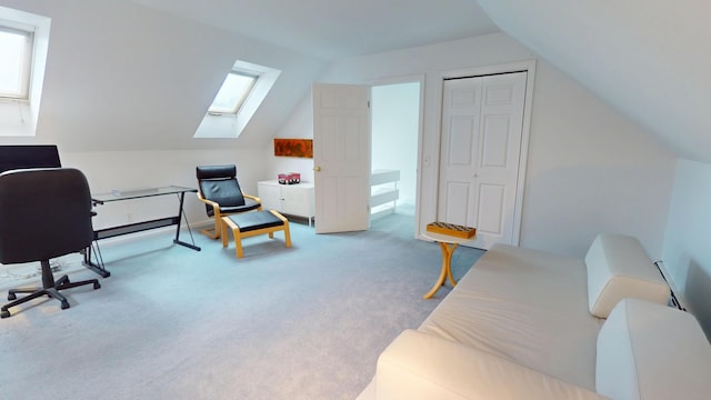 28 Meadow Ln, Brewer, ME 04412 - carpeted office with a skylight, lofted ceiling, and healthy amount of natural light