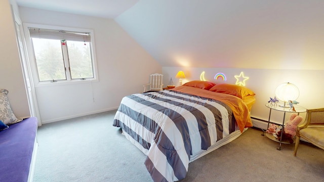 28 Meadow Ln, Brewer, ME 04412 - bedroom featuring carpet floors, lofted ceiling, and baseboards