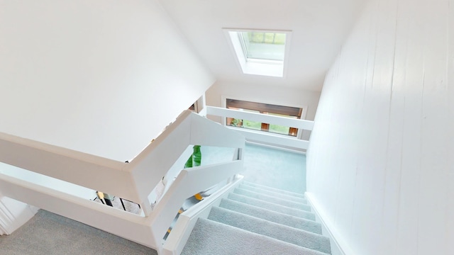 28 Meadow Ln, Brewer, ME 04412 - stairway with a skylight and carpet floors