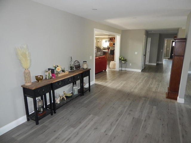 80 Pasture Ln, Brownfield, ME 04010 - hallway featuring wood finished floors and baseboards