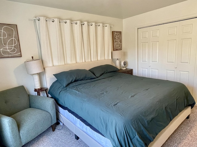 carpeted bedroom featuring a closet