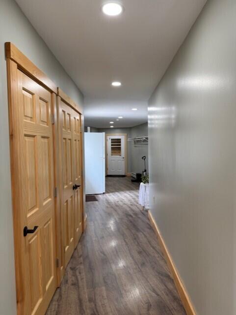 1027 Gardner Creek Rd, Wade, ME 04786 - hallway featuring recessed lighting and wood finished floors