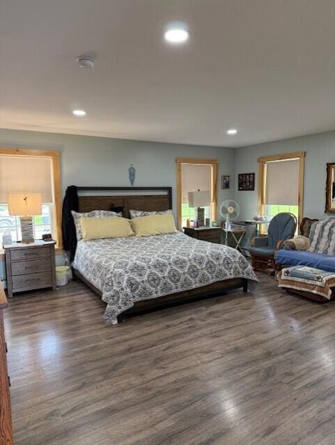 1027 Gardner Creek Rd, Wade, ME 04786 - bedroom featuring wood finished floors and recessed lighting