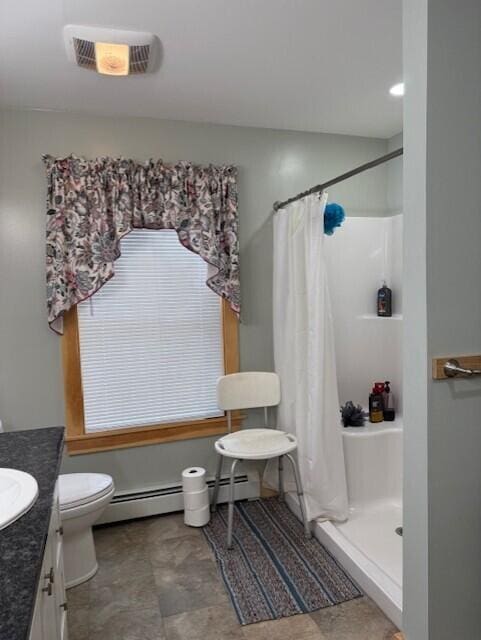 1027 Gardner Creek Rd, Wade, ME 04786 - full bath featuring vanity, curtained shower, and healthy amount of natural light