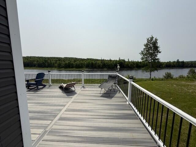 1027 Gardner Creek Rd, Wade, ME 04786 - wooden deck featuring a water view and a yard
