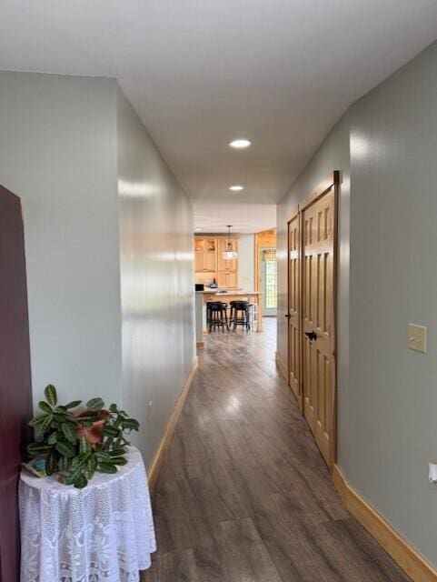 1027 Gardner Creek Rd, Wade, ME 04786 - hallway with wood finished floors and recessed lighting