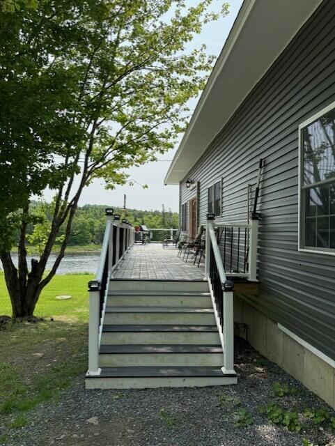 1027 Gardner Creek Rd, Wade, ME 04786 - deck featuring stairs