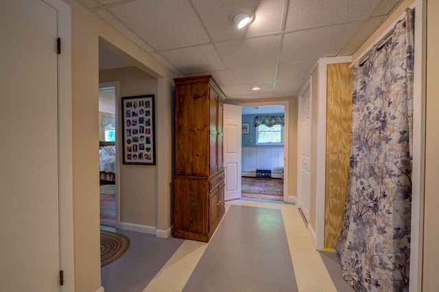 74 Spear Rd, Standish, ME 04084 - hall featuring light flooring, a drop ceiling, baseboards, and recessed lighting