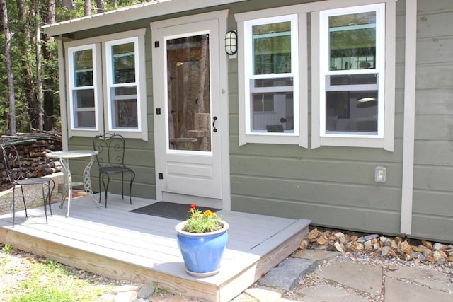 382 Riverbend Rd, Brownfield, ME 04010 - property entrance featuring a wooden deck