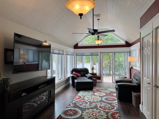 10 Goulet St, Lewiston, ME 04240 - living room with ceiling fan, lofted ceiling, and hardwood / wood-style floors