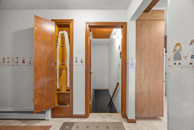 164 Dewitt Ave, Bangor, ME 04401 - hall with baseboard heating and attic access