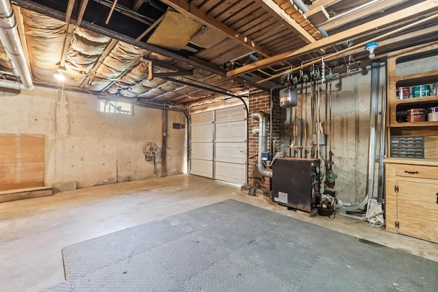 garage with a heating unit