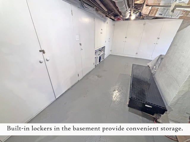 view of unfinished basement
