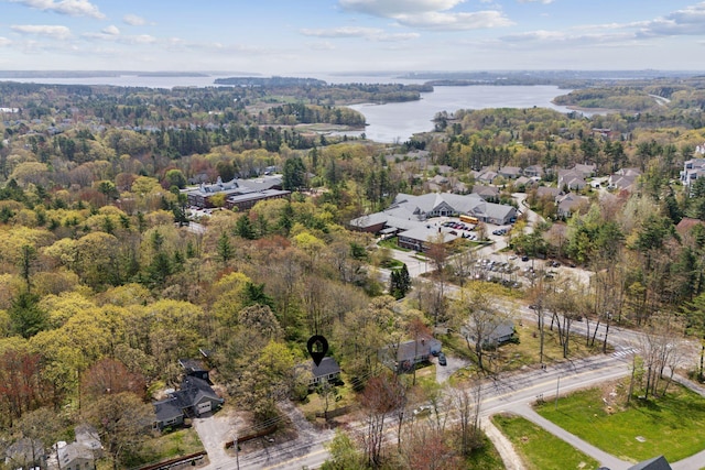 38 Falmouth Rd, Falmouth, ME 04105 - aerial view of property's location featuring a large body of water and a forest