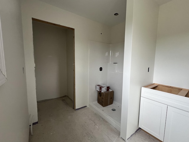 45 Knoll Rd, Poland, ME 04274 - full bathroom featuring a shower stall and concrete floors