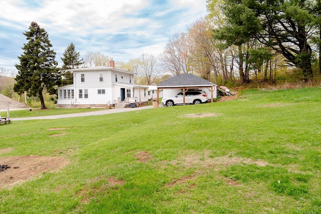 10 River St, Strong, ME 04983 - back of house featuring a chimney and a yard