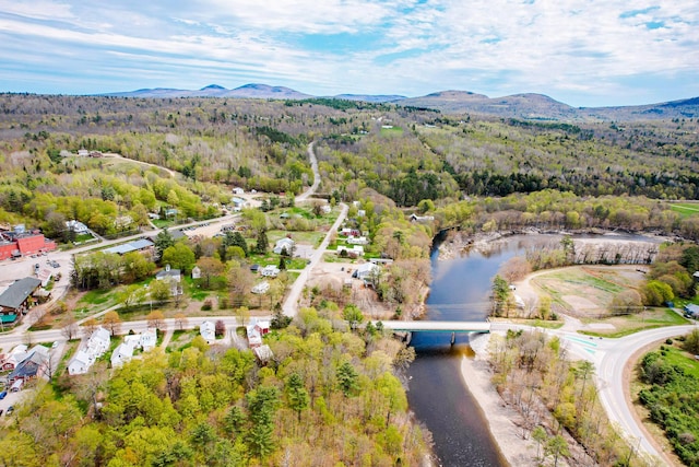 10 River St, Strong, ME 04983 - drone / aerial view of a water and mountain view, a forest, and a notable bridge