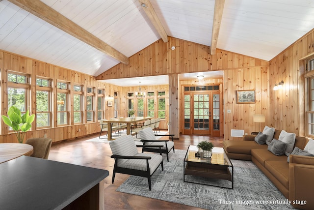 389 Castle Island Rd, Belgrade, ME 04917 - living area with wood walls and wood finished floors
