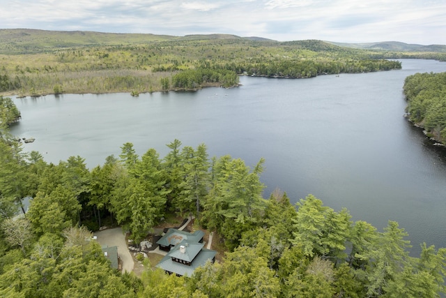 389 Castle Island Rd, Belgrade, ME 04917 - view from above of property featuring a nearby body of water and a heavily wooded area