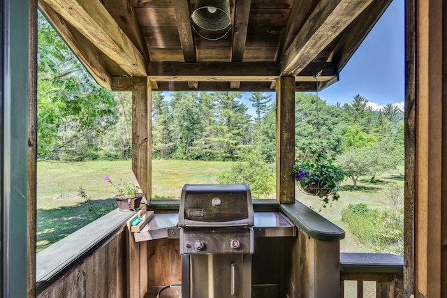 890 Salem Rd, Freeman Twp, ME 04983 - view of patio / terrace featuring a view of trees and grilling area