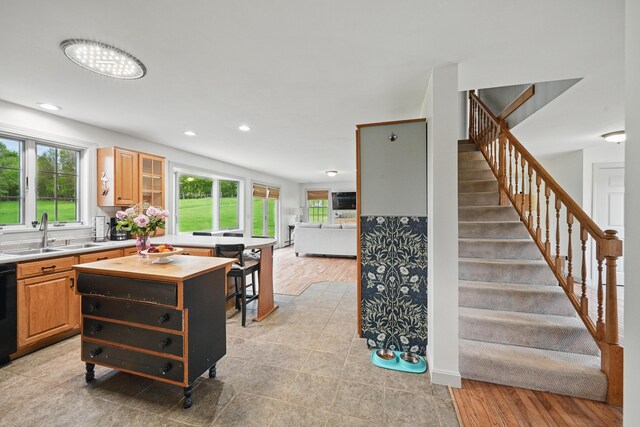 94 Staples Hill Rd, Canton, ME 04221 - kitchen with a sink, plenty of natural light, recessed lighting, a center island, and dishwasher
