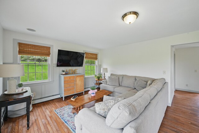 94 Staples Hill Rd, Canton, ME 04221 - living room featuring hardwood / wood-style floors and baseboard heating