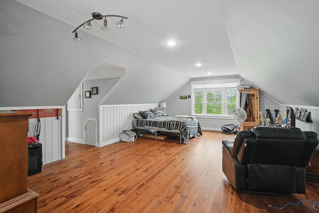 94 Staples Hill Rd, Canton, ME 04221 - bedroom featuring hardwood / wood-style floors and lofted ceiling