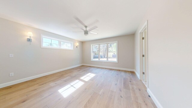 9 Country Dr, Old Orchard Beach, ME 04064 - unfurnished room with light wood-type flooring, ceiling fan, and baseboards
